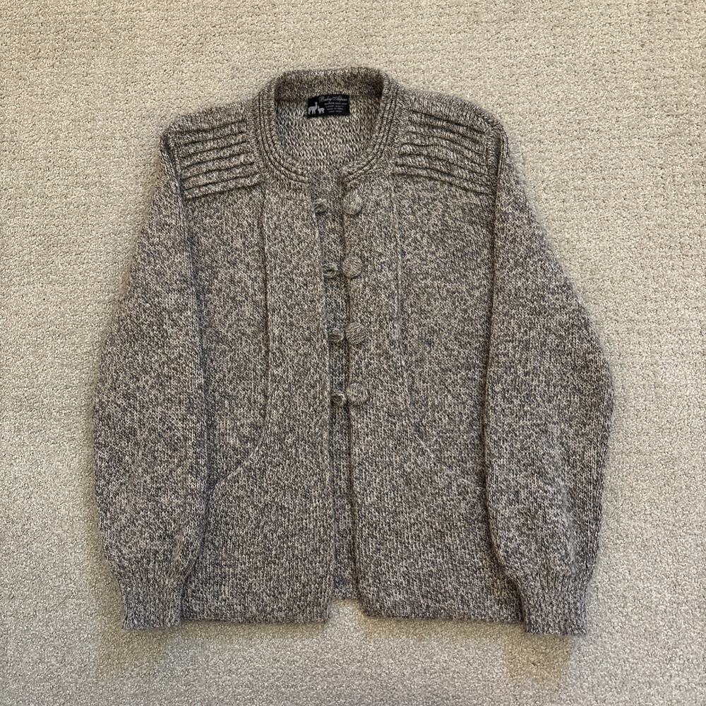 Manos Andinas Baby Alpaca Cardigan Womens Sz Medium Marl Beige Button